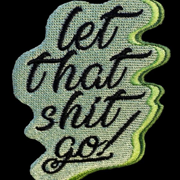 Let That Shit Go Green Embroidered Tote Bag - Black - Picture 2 of 2